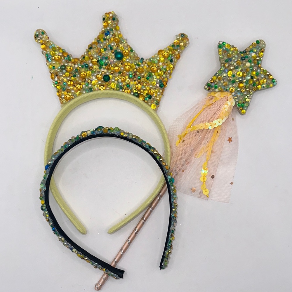 Tiana Inspired Rhinestone Tiara Wand and Headband